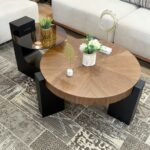 Reception table/balcony made of natural wood