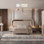 A 5-piece master bedroom set made entirely of natural wood.